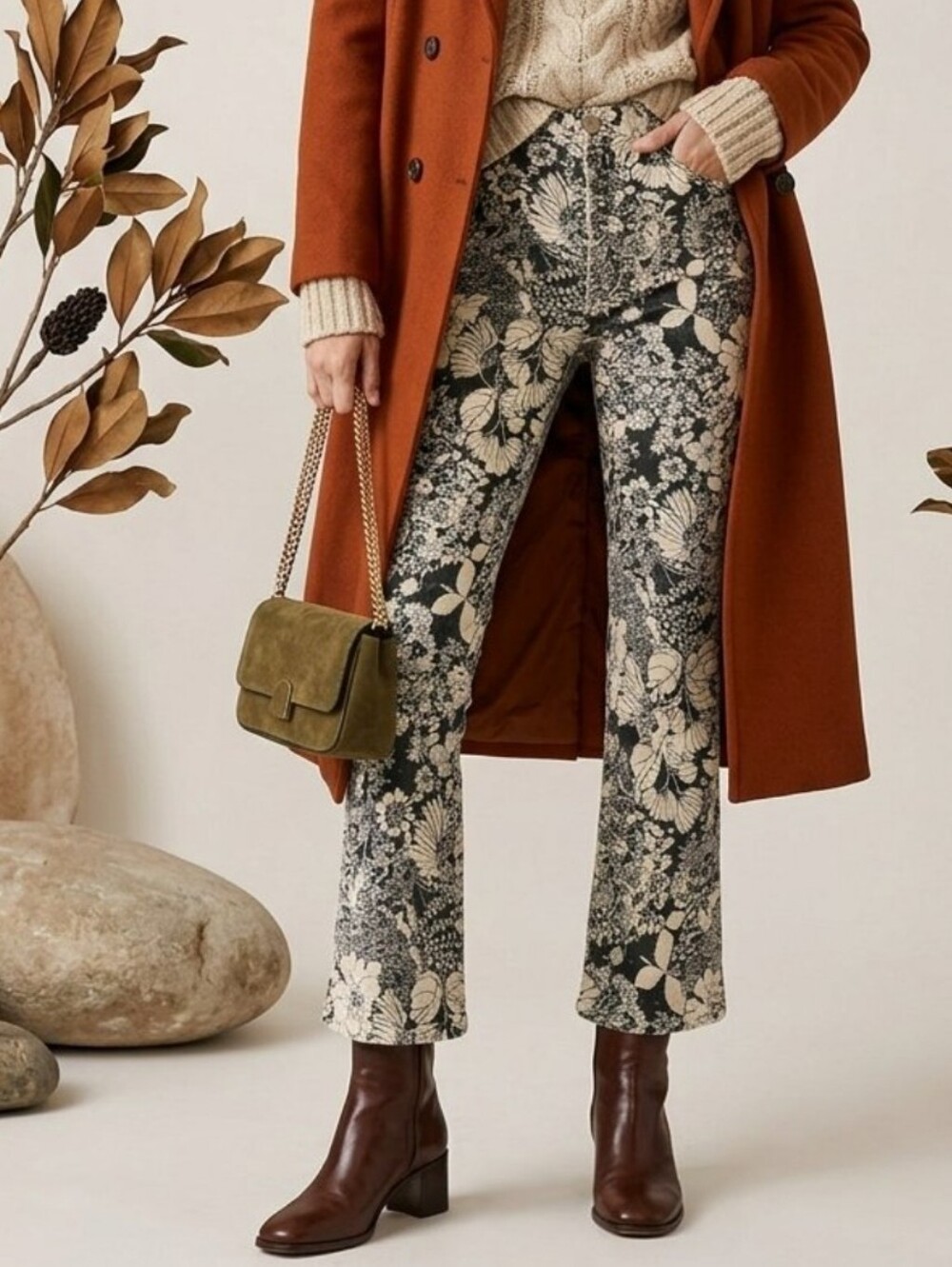 MOTHER Hustler Ankle French Fairy Tale Floral Jeans Flare 25 NWT